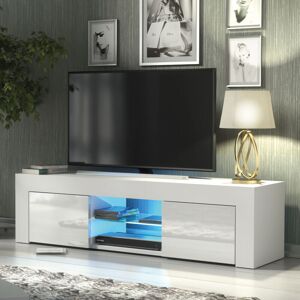 Olivia Furniture - Loom tv Unit 130cm - White with Gloss Doors & led Olivia Furniture - Loom tv Unit 130cm - White with Gloss Doors & led