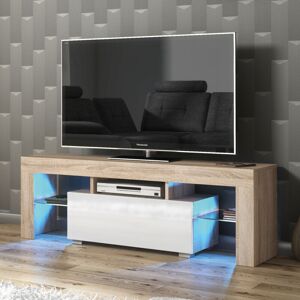 Creative Furniture - Floe tv Unit - Oak with White Gloss Doors & led - 130cm Creative Furniture - Floe tv Unit - Oak with White Gloss Doors & led - 130cm