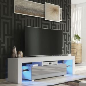 Olivia Furniture - Aria tv Unit 160cm - White with Grey Gloss Doors & led Olivia Furniture - Aria tv Unit 160cm - White with Grey Gloss Doors & led