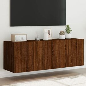 vidaXL Brown Oak TV Wall Cabinet with LED Lights - 2 pcs vidaXL Brown Oak TV Wall Cabinet with LED Lights - 2 pcs