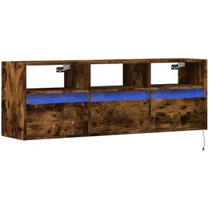 vidaXL TV Wall Cabinet with LED Lights Smoked Oak 130x31x45 cm - TV cabinet vidaXL TV Wall Cabinet with LED Lights Smoked Oak 130x31x45 cm - TV cabinet