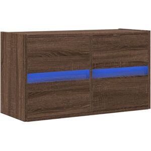 vidaXL TV Wall Cabinet with LED Lights - 4 Drawers - Brown Oak vidaXL TV Wall Cabinet with LED Lights - 4 Drawers - Brown Oak