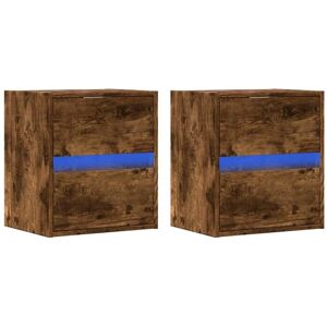 vidaXL Smoked Oak 41x31x45 cm TV Wall Cabinet with LED Lights - TV Type vidaXL Smoked Oak 41x31x45 cm TV Wall Cabinet with LED Lights - TV Type