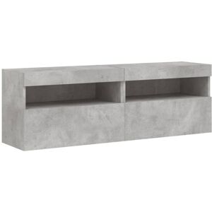 vidaXL TV Wall Cabinets with LED Lights Floating TV Unit 2 pcs Concrete Grey vidaXL TV Wall Cabinets with LED Lights Floating TV Unit 2 pcs Concrete Grey