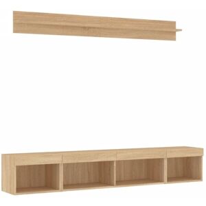 Vidaxl - 5 Piece tv Wall Units with led Sonoma Oak Engineered Wood Vidaxl - 5 Piece tv Wall Units with led Sonoma Oak Engineered Wood