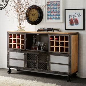 Verty Furniture - Urban Industrial Bar Cabinet - Medium Wood Verty Furniture - Urban Industrial Bar Cabinet - Medium Wood