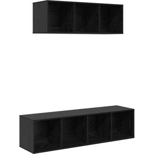 Tv Cabinet Set with Shelf Wall-mounted with Storage 2 pcs Black oak 37 x 37 x 142.5 cm Vidaxl Tv Cabinet Set with Shelf Wall-mounted with Storage 2 pcs Black oak 37 x 37 x 142.5 cm Vidaxl