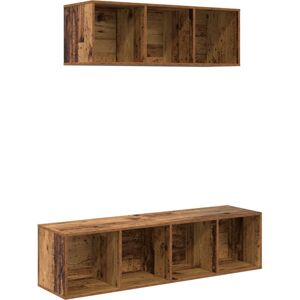 Vidaxl - tv Cabinet Set with Shelf Wall-mounted with Storage 2 pcs Old wood 37 x 37 x 142.5 cm Vidaxl - tv Cabinet Set with Shelf Wall-mounted with Storage 2 pcs Old wood 37 x 37 x 142.5 cm