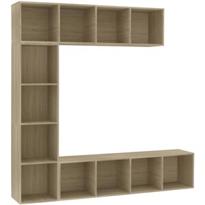 3 Piece Book/TV Cabinet Set Sonoma Oak 180x30x180 cm Vidaxl 3 Piece Book/TV Cabinet Set Sonoma Oak 180x30x180 cm Vidaxl