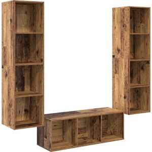 Vidaxl - tv Cabinet Set with Shelf Wall-mounted with Storage 3 pcs Old wood 37 x 37 x 142.5 cm Vidaxl - tv Cabinet Set with Shelf Wall-mounted with Storage 3 pcs Old wood 37 x 37 x 142.5 cm
