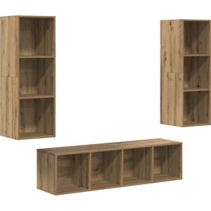 TV Cabinet Set with Shelf 3 pcs Artisan oak 37 x 37 x 142.5 cm vidaXL TV Cabinet Set with Shelf 3 pcs Artisan oak 37 x 37 x 142.5 cm vidaXL