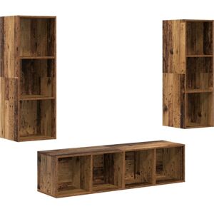 Vidaxl - tv Cabinet Set with Shelf Wall-mounted with Storage 3 pcs Old wood 37 x 37 x 142.5 cm Vidaxl - tv Cabinet Set with Shelf Wall-mounted with Storage 3 pcs Old wood 37 x 37 x 142.5 cm