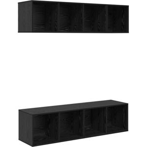 Vidaxl - tv Cabinet Set with Shelf with Storage 3 pcs Black oak Engineered wood Vidaxl - tv Cabinet Set with Shelf with Storage 3 pcs Black oak Engineered wood