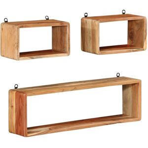 3 Piece Wall Cube Shelf Set Soild Acacia Wood Vidaxl 3 Piece Wall Cube Shelf Set Soild Acacia Wood Vidaxl