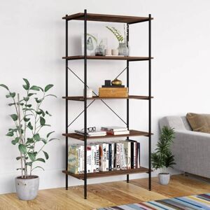 5-Tier Shelving Unit Black and Dark Wood 80x40x163 cm Vidaxl 5-Tier Shelving Unit Black and Dark Wood 80x40x163 cm Vidaxl