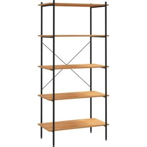 5-Tier Shelving Unit Black and Oak 80x40x163 cm Vidaxl 5-Tier Shelving Unit Black and Oak 80x40x163 cm Vidaxl