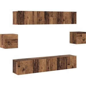 Vidaxl - tv Cabinet Set with Shelf Wall-mounted Other with Storage with Door 6 pcs Old wood 80 x 30 x 30 cm Wood Vidaxl - tv Cabinet Set with Shelf Wall-mounted Other with Storage with Door 6 pcs Old wood 80 x 30 x 30 cm Wood