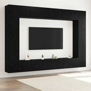 Vidaxl - 12 Piece tv Cabinet Set Wall-mounted Black Oak Engineered Wood, Wall-Mounted tv Cabinets - 2 pcs Black Oak, 30.5x30x90 cm, Made from Vidaxl - 12 Piece tv Cabinet Set Wall-mounted Black Oak Engineered Wood, Wall-Mounted tv Cabinets - 2 pcs Black Oak, 30.5x30x90 cm, Made from