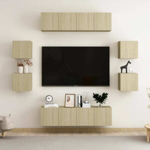 8 Piece TV Cabinet Set Sonoma Oak Engineered Wood vidaXL 8 Piece TV Cabinet Set Sonoma Oak Engineered Wood vidaXL