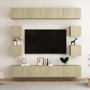 8 Piece TV Cabinet Set Sonoma Oak Engineered Wood vidaXL 8 Piece TV Cabinet Set Sonoma Oak Engineered Wood vidaXL
