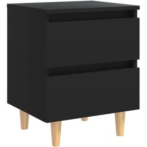 Bed Cabinet with Solid Pinewood Legs Black 40x35x50 cm vidaXL Bed Cabinet with Solid Pinewood Legs Black 40x35x50 cm vidaXL