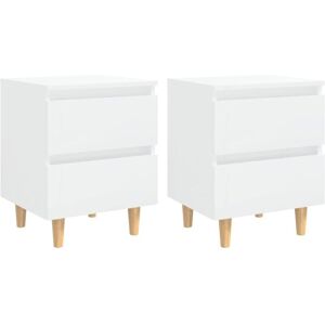 Vidaxl - Bed Cabinets & Pinewood Legs 2 pcs High Gloss White 40x35x50cm Vidaxl - Bed Cabinets & Pinewood Legs 2 pcs High Gloss White 40x35x50cm