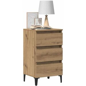 vidaXL 40x35x69 cm Bed Cabinet with Metal Legs - Artisan Oak vidaXL 40x35x69 cm Bed Cabinet with Metal Legs - Artisan Oak