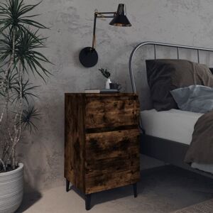 Bed Cabinet with Metal Legs Smoked Oak 40x35x69 cm Vidaxl Bed Cabinet with Metal Legs Smoked Oak 40x35x69 cm Vidaxl