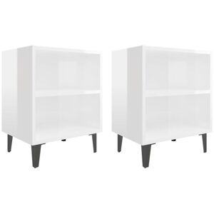 Vidaxl - Bed Cabinets with Metal Legs 2 pcs High Gloss White 40x30x50 cm Vidaxl - Bed Cabinets with Metal Legs 2 pcs High Gloss White 40x30x50 cm
