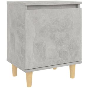 vidaXL Bedside Table with Solid Wood Legs Concrete Grey - Bedside Table vidaXL Bedside Table with Solid Wood Legs Concrete Grey - Bedside Table