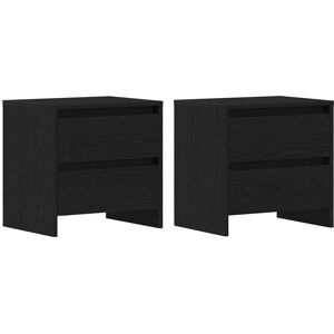 Bedside Cabinet with Drawer 2 pcs Black oak 45 x 34 x 44.5 cm vidaXL Bedside Cabinet with Drawer 2 pcs Black oak 45 x 34 x 44.5 cm vidaXL