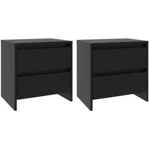vidaXL 1/2x Bedside Cabinet - Set of 2, Black, Modern, Durable vidaXL 1/2x Bedside Cabinet - Set of 2, Black, Modern, Durable
