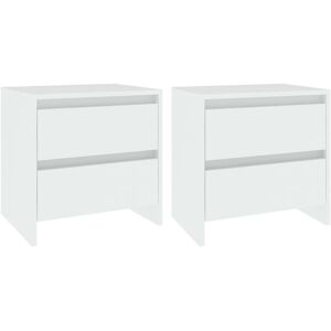vidaXL Bedside Cabinet 2 pcs White - End Accent Table vidaXL Bedside Cabinet 2 pcs White - End Accent Table