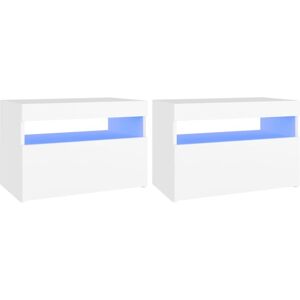 Vidaxl - Bedside Cabinet & led Lights 2 pcs White 60x35x40 cm Engineered Wood Vidaxl - Bedside Cabinet & led Lights 2 pcs White 60x35x40 cm Engineered Wood