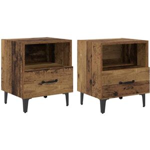 Bedside Cabinet with Drawer 2 pcs Old wood 40 x 35 x 47.5 cm vidaXL Bedside Cabinet with Drawer 2 pcs Old wood 40 x 35 x 47.5 cm vidaXL