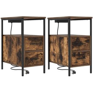 Bedside Cabinets with Drawer 2 pcs Smoked oak 30 x 48 x 61 cm Vidaxl Bedside Cabinets with Drawer 2 pcs Smoked oak 30 x 48 x 61 cm Vidaxl