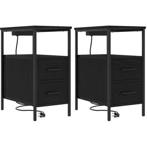 Bedside Cabinets with Drawer 2 pcs Black oak 30 x 48 x 61 cm Vidaxl Bedside Cabinets with Drawer 2 pcs Black oak 30 x 48 x 61 cm Vidaxl