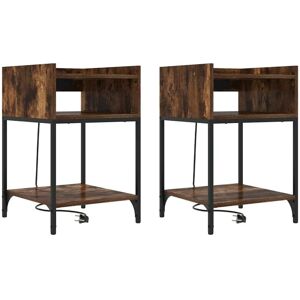 Vidaxl - Bedside Cabinets with Shelf 2 pcs Smoked oak 40 x 40 x 61 cm Vidaxl - Bedside Cabinets with Shelf 2 pcs Smoked oak 40 x 40 x 61 cm