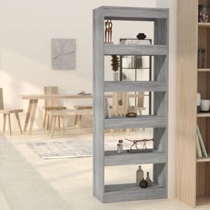 vidaXL Grey Sonoma Book Cabinet - 60x30x166 Cm Multifunctional Divider vidaXL Grey Sonoma Book Cabinet - 60x30x166 Cm Multifunctional Divider