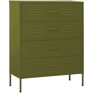 vidaXL Olive Green Steel 80x35x101.5cm Chest of Drawers - Storage Furniture vidaXL Olive Green Steel 80x35x101.5cm Chest of Drawers - Storage Furniture