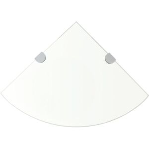 Corner Shelves 2 pcs with Chrome Supports Glass Clear 25x25 cm vidaXL Corner Shelves 2 pcs with Chrome Supports Glass Clear 25x25 cm vidaXL