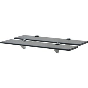 vidaXL Black Glass Floating Shelves 50x20 cm - Floating Shelves vidaXL Black Glass Floating Shelves 50x20 cm - Floating Shelves
