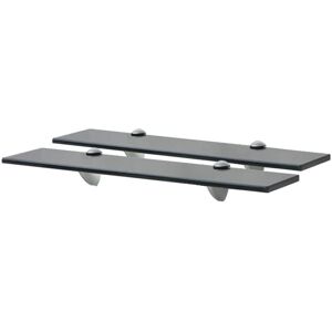 vidaXL 50x10 cm Black Glass Wall Shelf - Wall Shelf vidaXL 50x10 cm Black Glass Wall Shelf - Wall Shelf