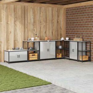 Kitchen Storage Cabinet with Shelf Silver Galvanised steel vidaXL Kitchen Storage Cabinet with Shelf Silver Galvanised steel vidaXL