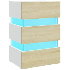 Vidaxl - led Bedside Cabinet White and Sonoma Oak 45x35x67 cm Engineered Wood Vidaxl - led Bedside Cabinet White and Sonoma Oak 45x35x67 cm Engineered Wood