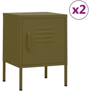 Nightstands 2 pcs Olive Green 35x35x51 cm Steel Vidaxl Nightstands 2 pcs Olive Green 35x35x51 cm Steel Vidaxl