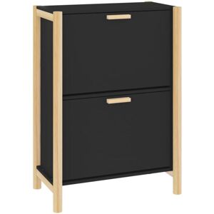 vidaXL Black Engineered Wood Shoe Cabinet - Shoe Storage Organizer vidaXL Black Engineered Wood Shoe Cabinet - Shoe Storage Organizer