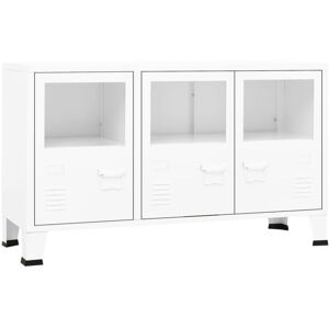 Industrial Sideboard White 105x35x62 cm Metal and Glass Vidaxl Industrial Sideboard White 105x35x62 cm Metal and Glass Vidaxl