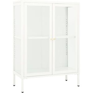Sideboard White 75x35x105 cm Steel and Glass Vidaxl Sideboard White 75x35x105 cm Steel and Glass Vidaxl