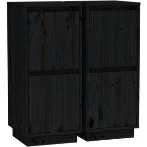 Sideboards 2 pcs Black 31.5x34x75 cm Solid Wood Pine Vidaxl Sideboards 2 pcs Black 31.5x34x75 cm Solid Wood Pine Vidaxl